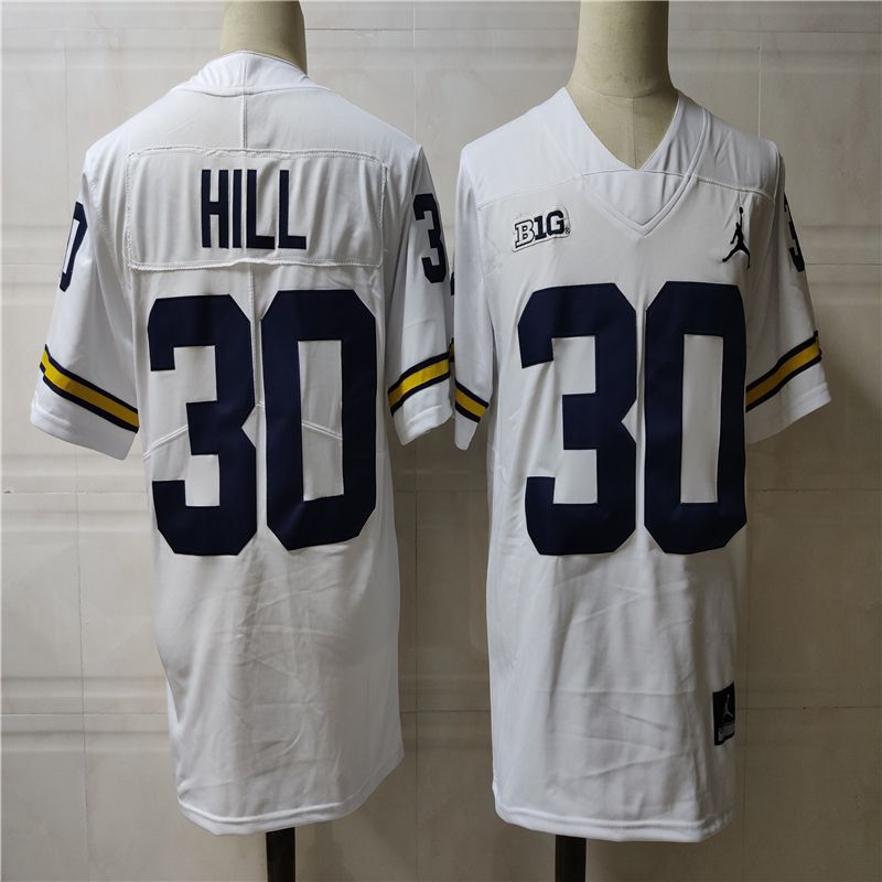 Men Michigan Wolverines 30 Hill White 2025 NCAA Jersey